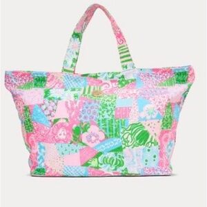 Lilly Pulitzer Pink and Green Patchwork Tote